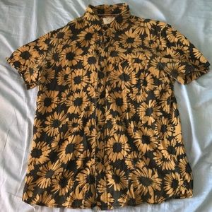 Koto button up short sleeve flowered